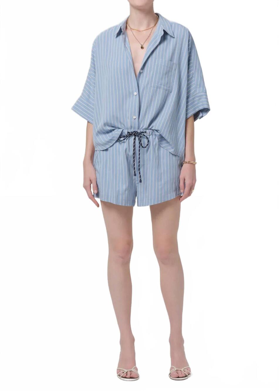 NEW CITIZENS OF HUMANITY este drawstring shorts in capri stripe